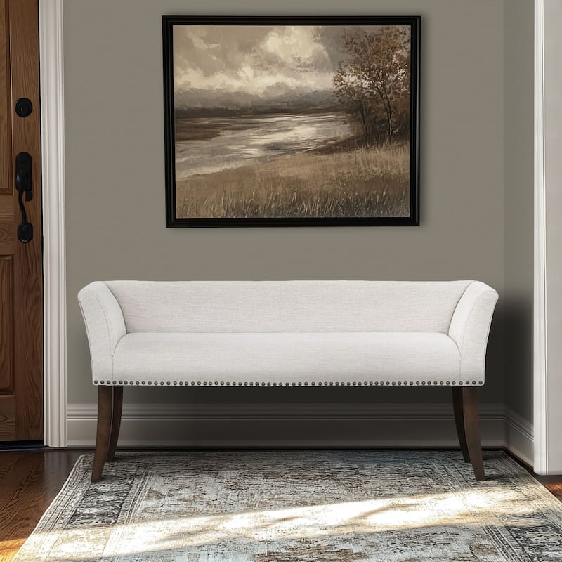 Madison Park Welburn 49.5" Upholstered Bench with Back & Wood Legs