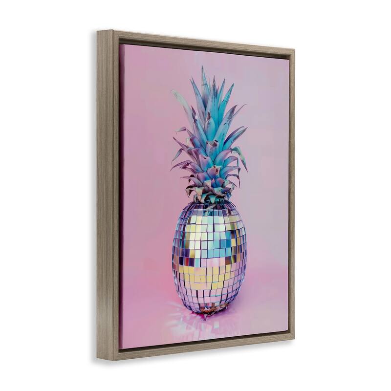 Stupell Dazzling Disco Ball Pineapple Framed Floater Canvas Wall Art Design By Arlington Prints