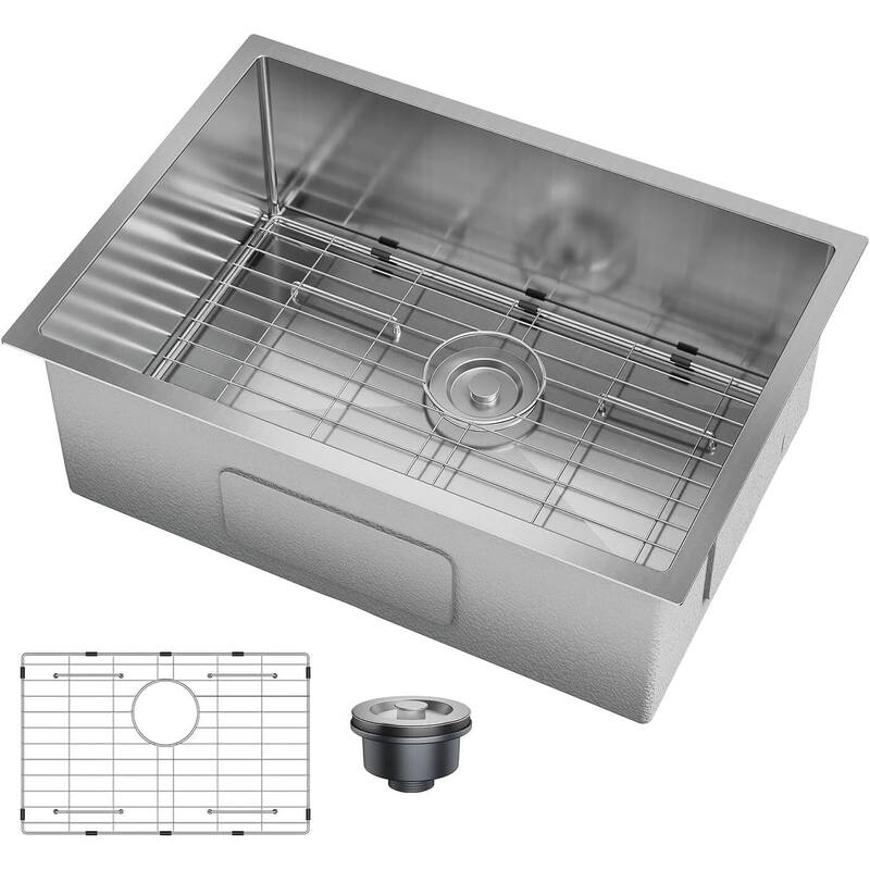 27"X19"X10" Undermount Kitchen Sink with Built-in Accessories for Kitchen Countertop Installation - Silver