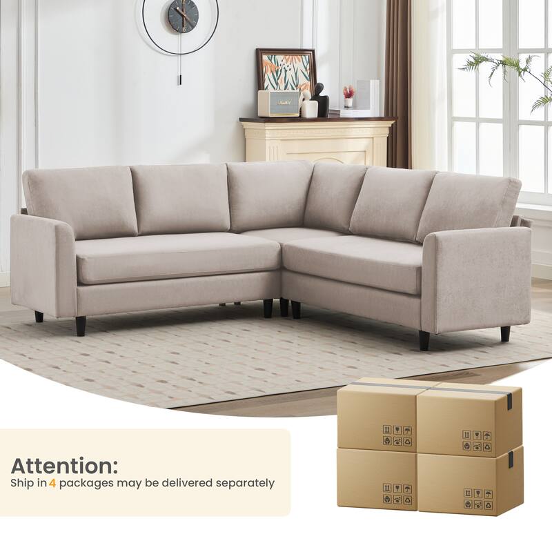 Snow Velvet Sectional Sofa