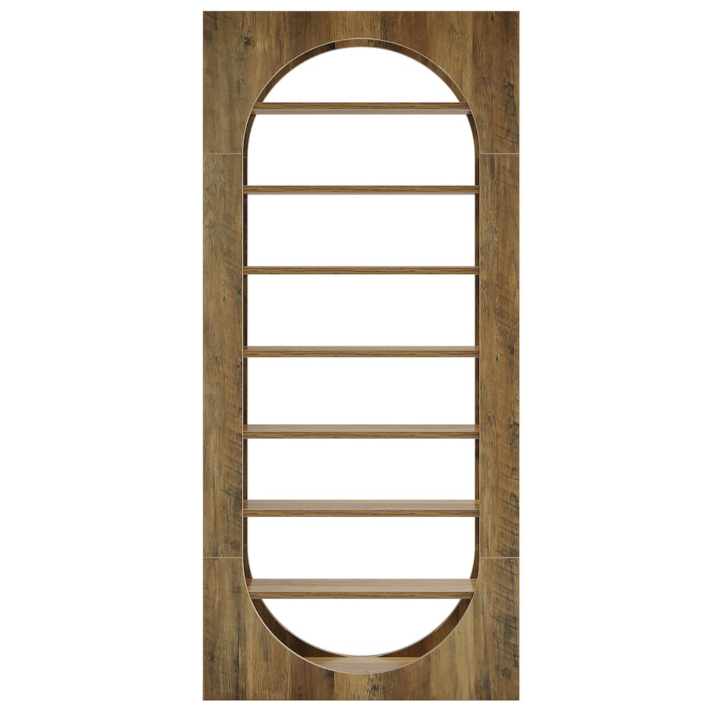 70.87 Inch Tall Arched Bookshelf, 8-Tier Wood Bookcase