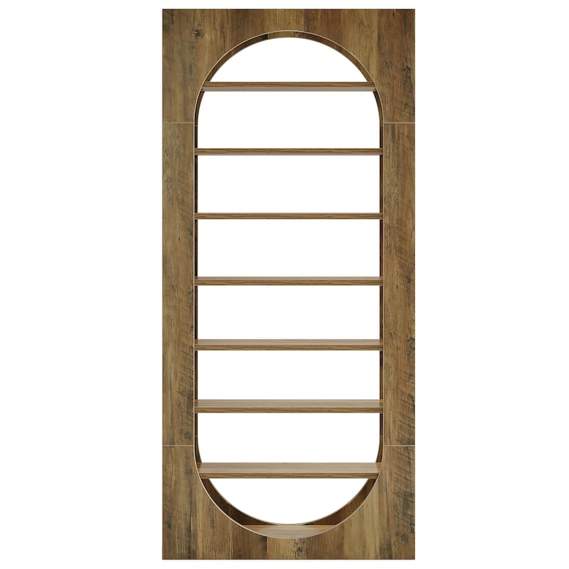 70.87 Inch Tall Arched Bookshelf, 8-Tier Wood Bookcase