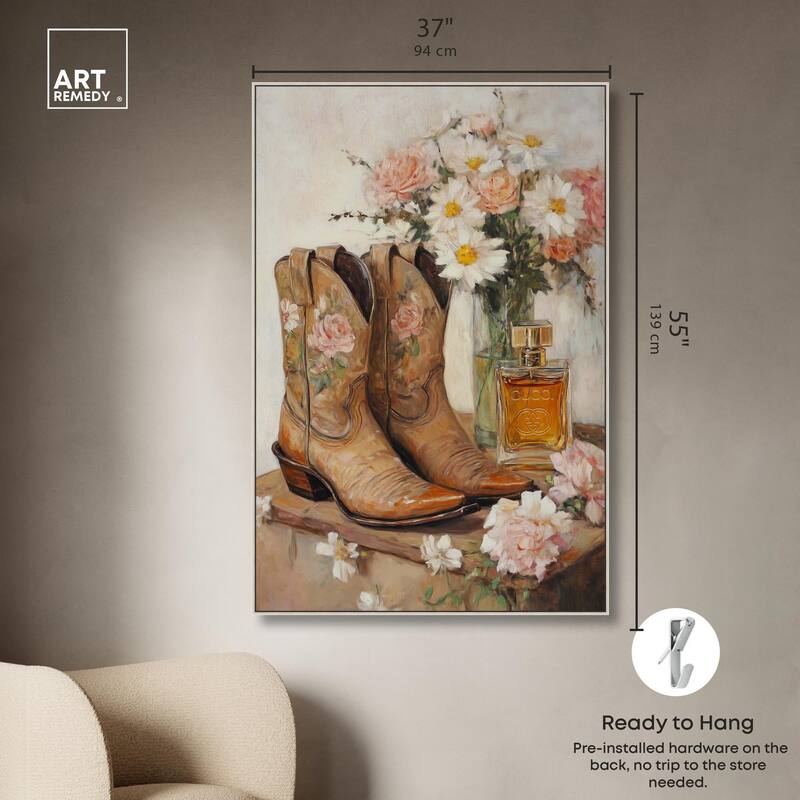 Delicate Floral Boots II Canvas by Art Remedy