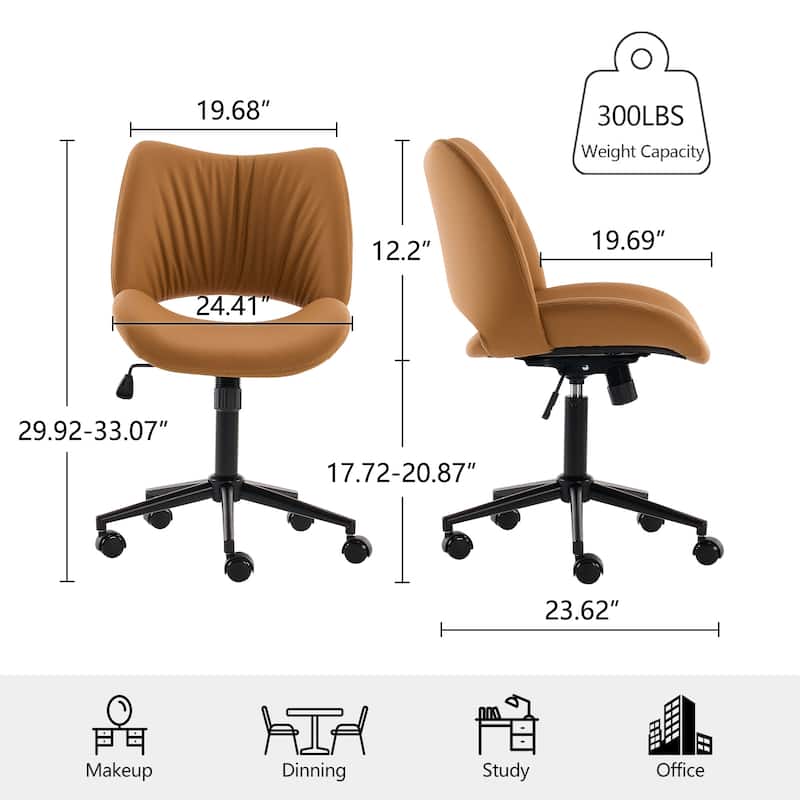 Swivel Armless Ergonomic Office Chair with Wheels