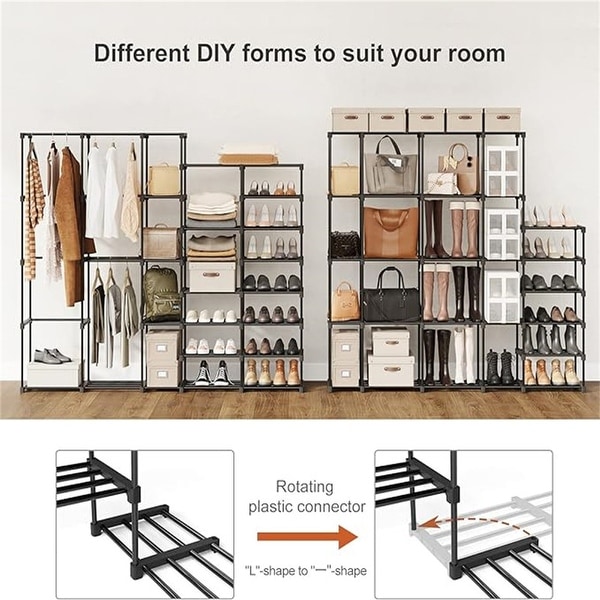 Portable Closet Wardrobe Clothes Rack with Shelves - 11.8 x