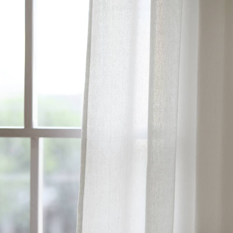 Porch & Den Alsea Burlap Knotted Tab Top Window Curtain Panel Pair