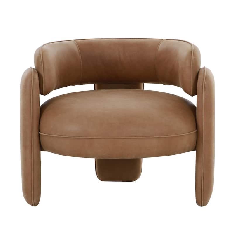 Modrest Tioga Modern Brown Leather Accent Chair