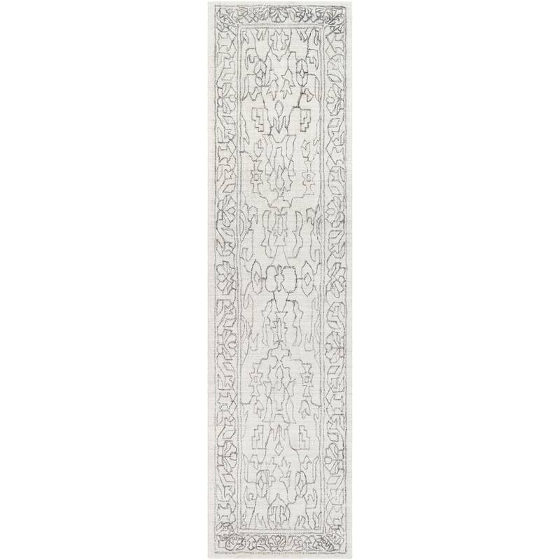 Surya Dove Hand-loomed Viscose Area Rug - 2'6" x 10' Runner - Ivory/Grey