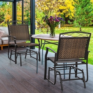 Outsunny Set of 2 Outdoor Glider Chairs, Porch & Patio Rockers for Deck with PE Rattan Seats, Steel Frames