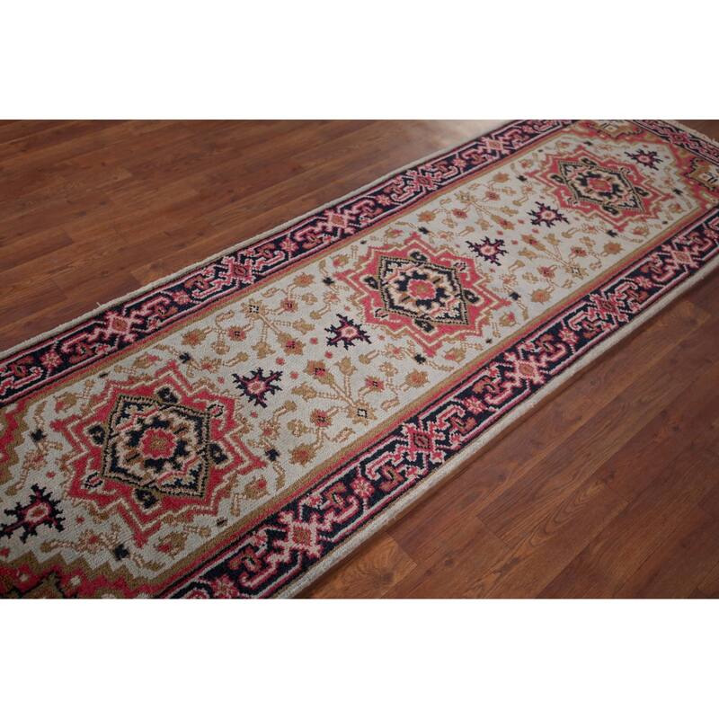 Kazak Indian Runner Rug Hand-Knotted Wool Carpet - 2'7"x 8'0"