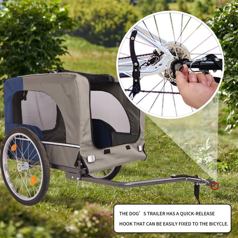 Durable Dog Bike Trailer with 20-Inch Wheels, Zippered Mesh Doors, and 88lb Capacity