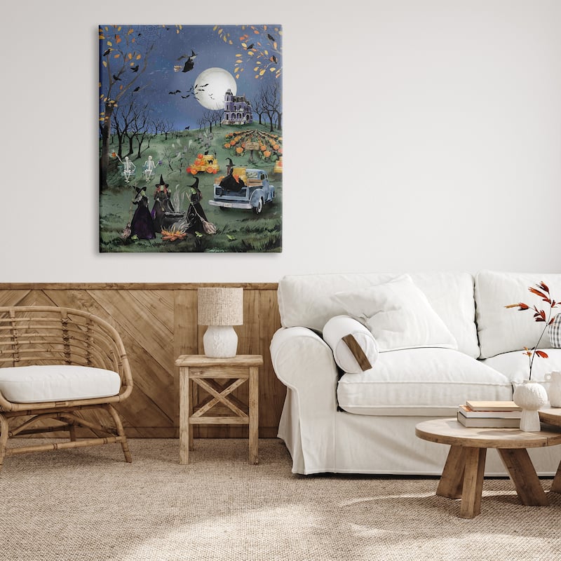 Stupell Autumnal Witches Scene Canvas Wall Art Design by Heatherlee Chan