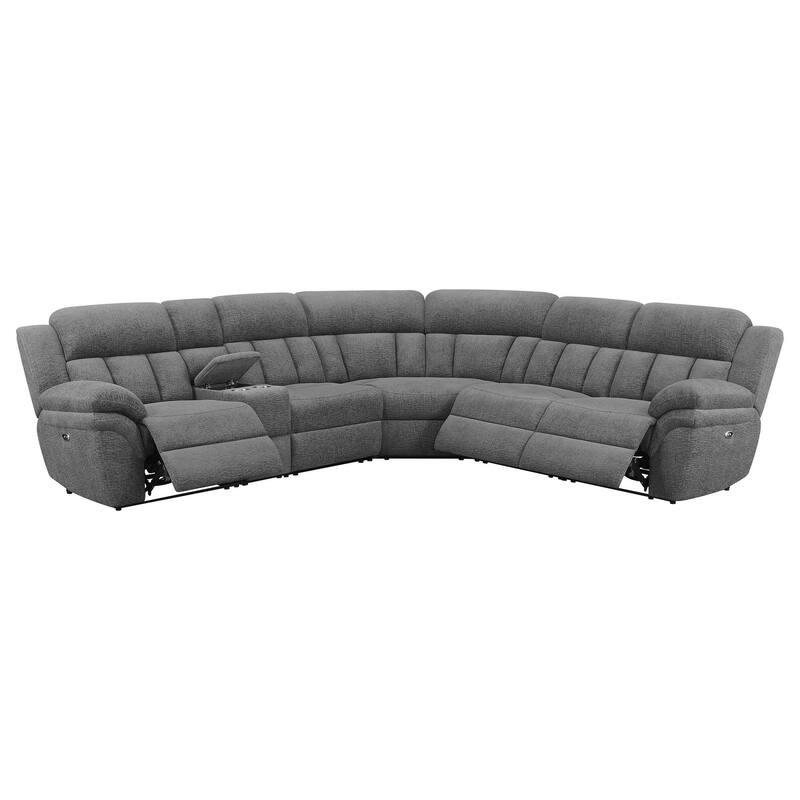 Diko 6pc Modular Sectional Sofa, Dark Gray Chenille, Power Reclining