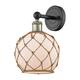 Option Black Antique Brass / White Glass with Brown Rope