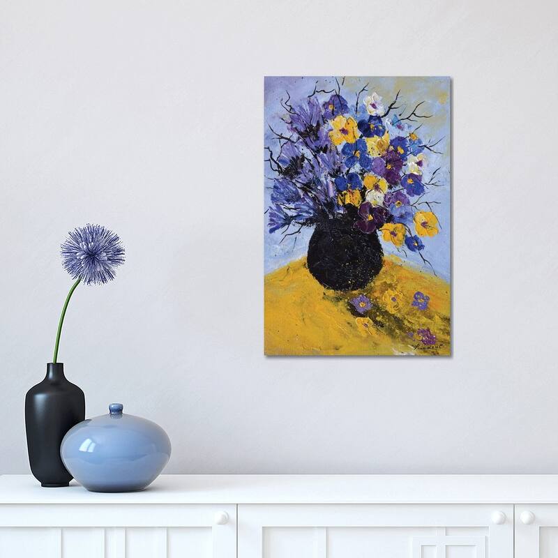 iCanvas "Pansies and cornflowers" by Pol Ledent Canvas Print - 18x12x1.5