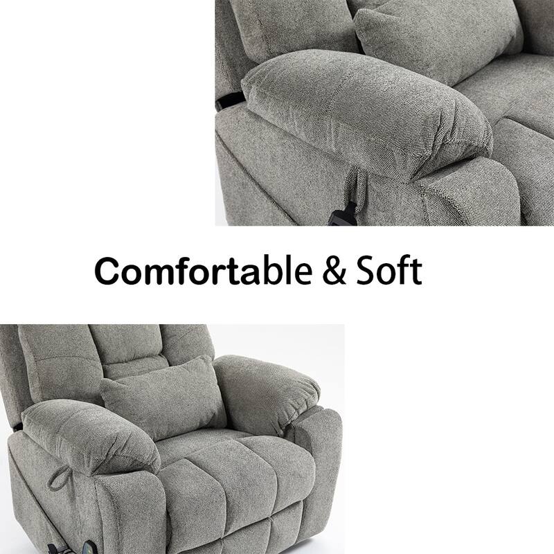Oversize Dual Motor Massage Recliner w/Heat, Lift Sofa for Elderly, Cup Holder,180 degrees