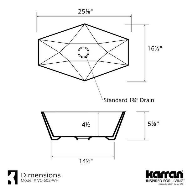 Karran Valera 25" Vitreous China Vessel Bathroom Sink in White