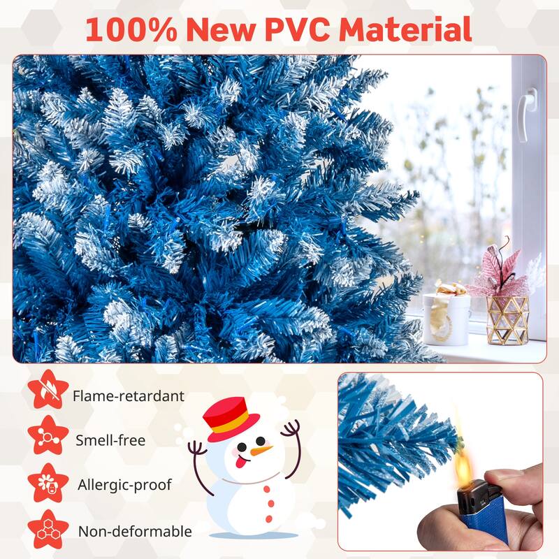 6/7/8/9 FT Pre-lit Christmas Tree Blue Hinged Artificial Xmas Tree