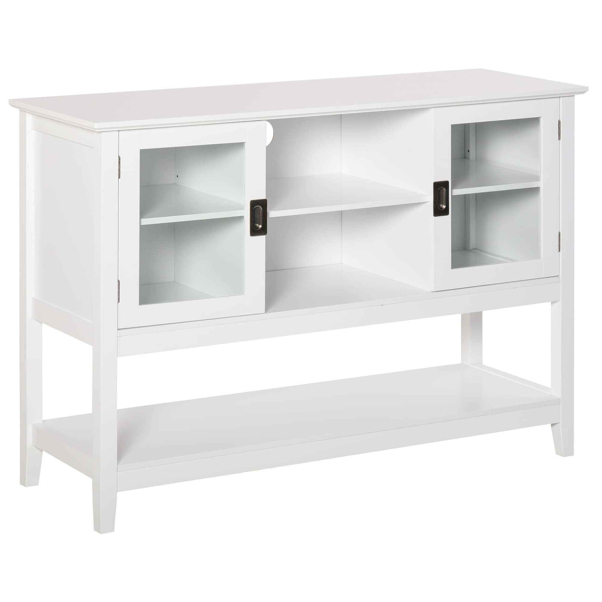 White Multiple Storage Options and Anti-Topple HOMCOM Modern Sideboard Buffet Entryway Storage Cabinet with Framed Glass Doors 