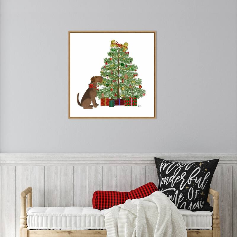 Christmas Dogs Bone Tree by Fab Funky Framed Canvas Wall Art
