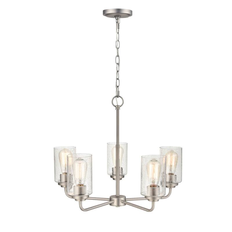 Millennium Lighting Moven 5 Light Metal Chandelier in Multiple Finishes with Seeded Glass Shades