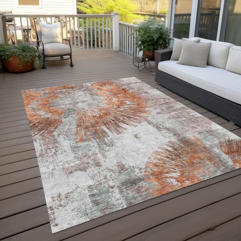 Machine Washable Indoor/ Outdoor Chantille Contemporary Starburst Rug