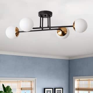 Modern Sputnik Glass Style Semi Flush Mount Lighting Fixture