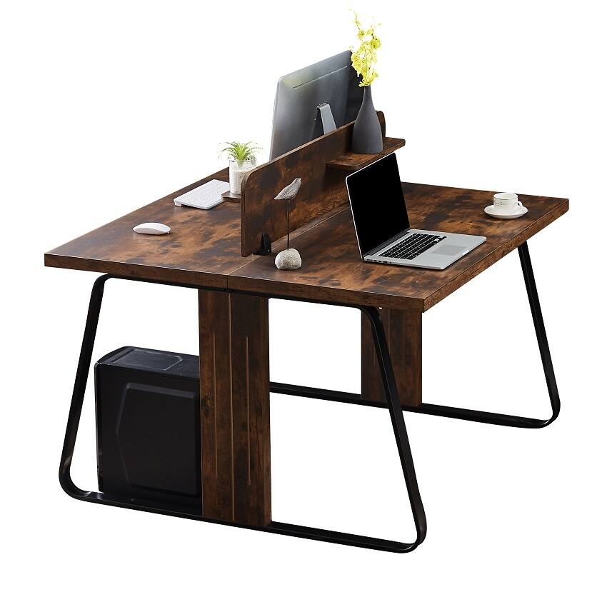 Double Office Desk, Industrial Computer Desk PC Laptop Study Table for Two, MDF Large Workstation, for Home and Office (Tiger)
