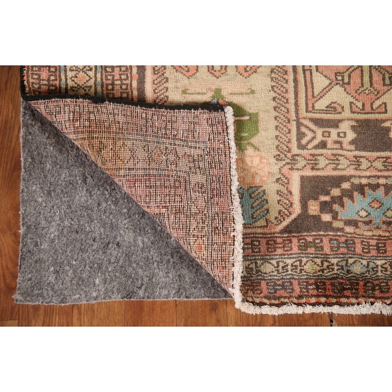 Animals Tribal Ardebil Persian Vintage Runner Rug Handmade Wool Carpet - 4'0"x 10'2"