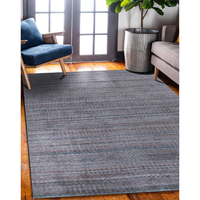 Hand Knotted Wool Multi-Colored Modern Solid Loom Area Rug - Vibrant Sophistication and Superior Craftsmanship