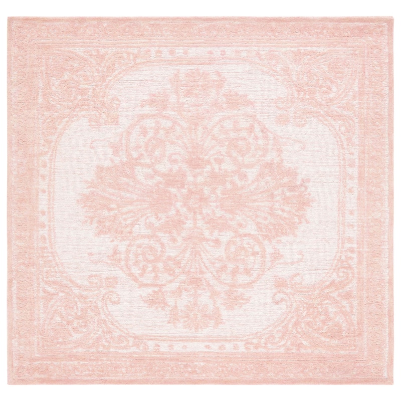 SAFAVIEH Handmade Metro Styliani Oriental Wool Rug - 4' Square - Pink/Ivory