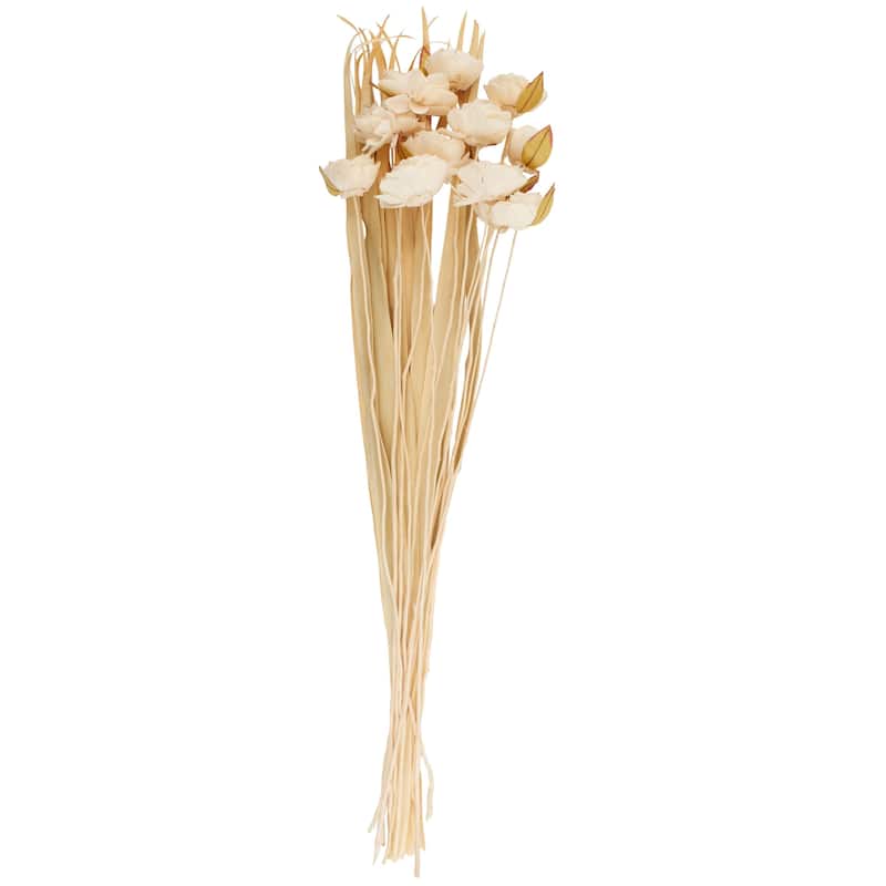 Dried Plant Tall Natural Foliage with Flower Petals and Leaves - Cream - Roche River Decor - 10"W x 10"L x 49"H