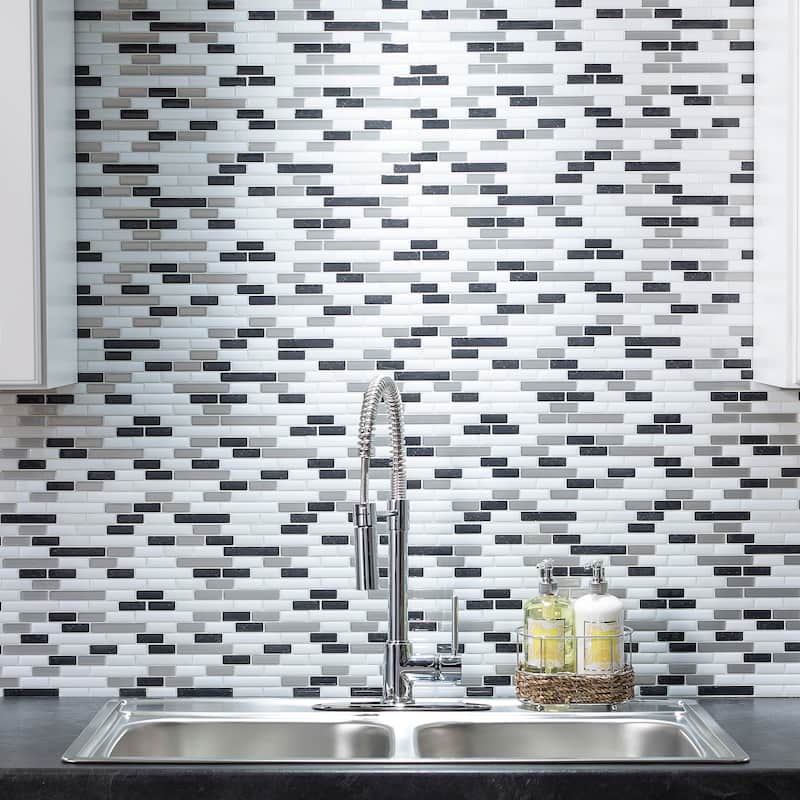 Tack Tile Peel & Stick Vinyl Backsplash (pack of 3) - small mosaic white