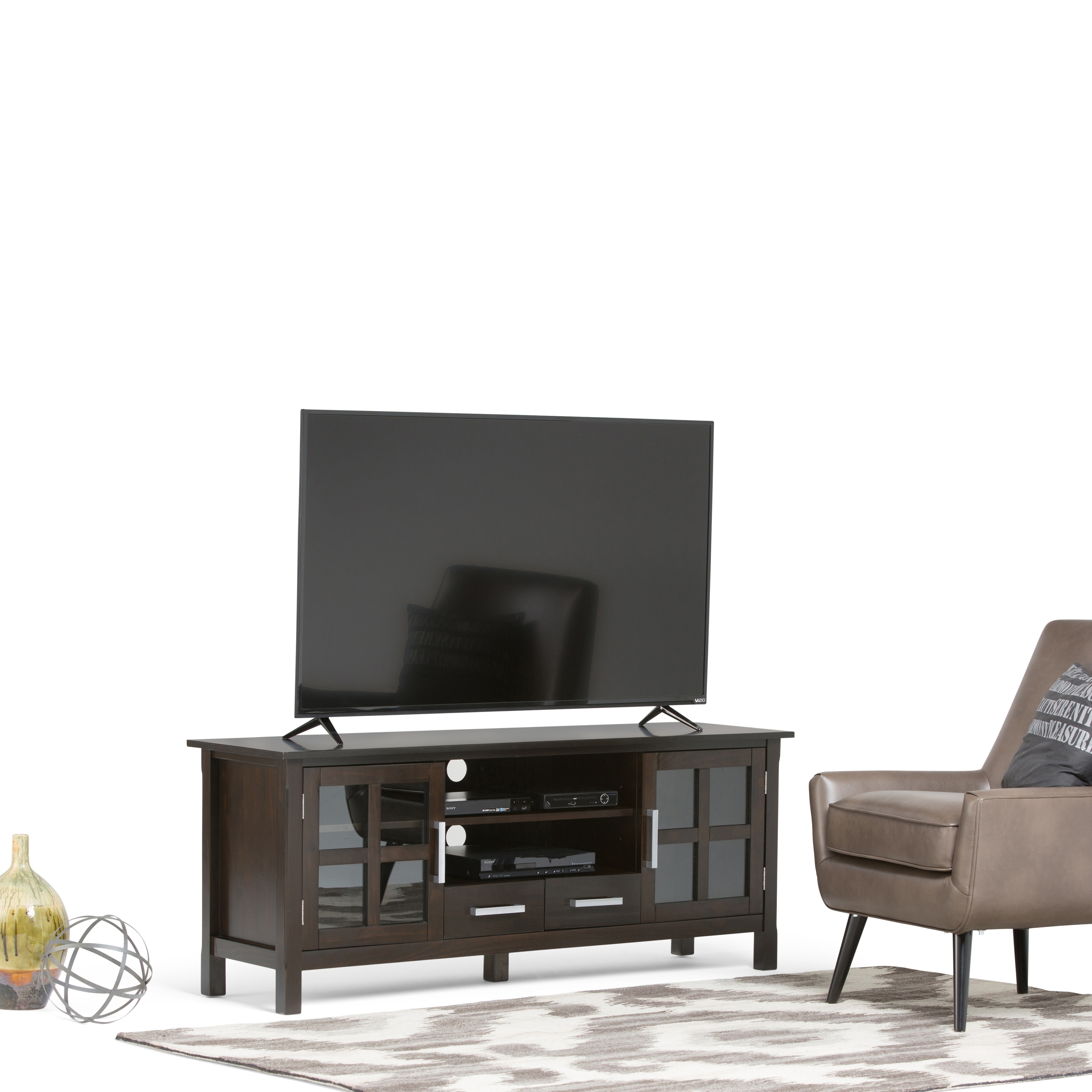 Wyndenhall stratford solid wood 53 inch wide contemporary tv media stand for tvs up to 55 hot sale inches