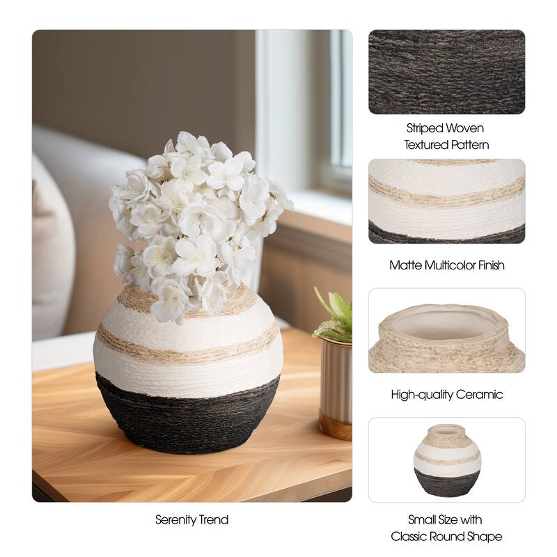 Sagebrook Home Striped Woven Textured Vase, Multi, Round