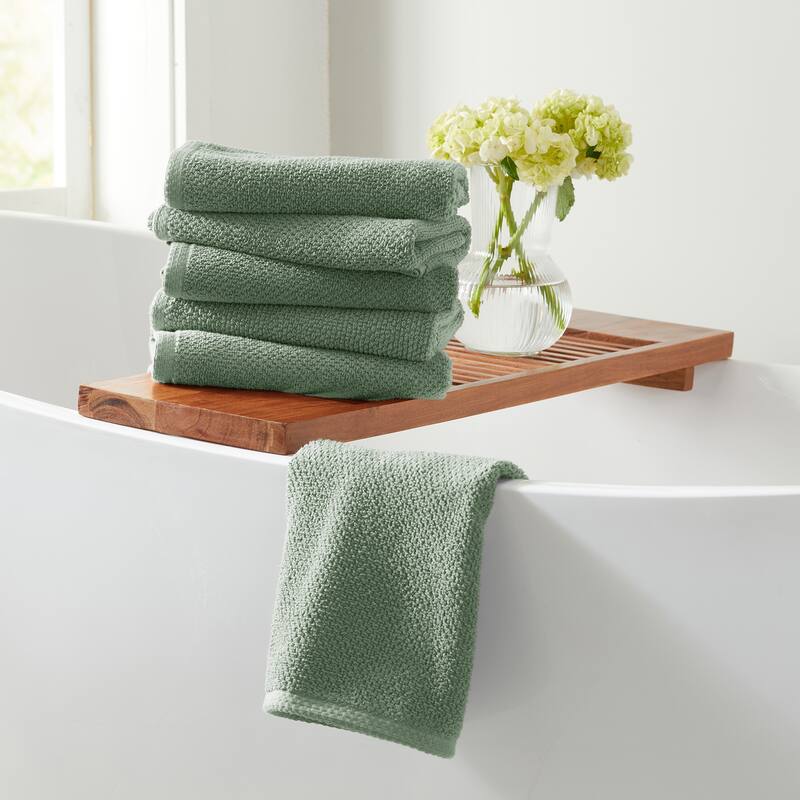 Linery & Co. Luxury Cotton Textured Bath Towel - Hand Towel (Pack of 6) - Eucalyptus