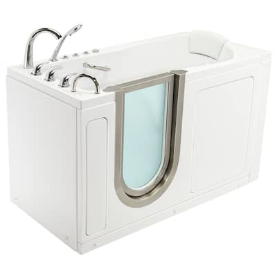 Ella Deluxe 30"x55" Acrylic Air and Hydro Massage Walk-In Bathtub, Inward Swing Door, 5 Piece Fast Fill Faucet, 2" Dual Drain