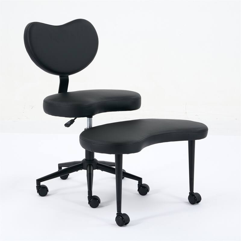 Criss Cross Desk Chair with Lumbar Support and Adjustable Stool