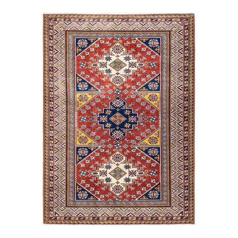 Overton Tribal One-of-a-Kind Hand-Knotted Area Rug - Ivory, 5' 3" x 7' 3" - 5' 3" x 7' 3"