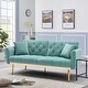 preview thumbnail 76 of 83, Velvet Futon Sofa Bed with 5 Golden Metal Legs, Sleeper Sofa Couch with Two Pillows, Convertible Loveseat for Living Room
