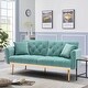 preview thumbnail 8 of 23, Velvet Futon Sofa Bed with Two Pillows, Convertible Couch for Living Room and Bedroom Light Blue