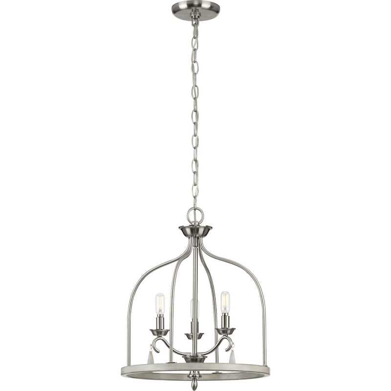 Vinings Collection 3-Light Brushed Nickel Coastal Foyer Pendant Light - 15.75 in x 15.75 in x 19.5 in