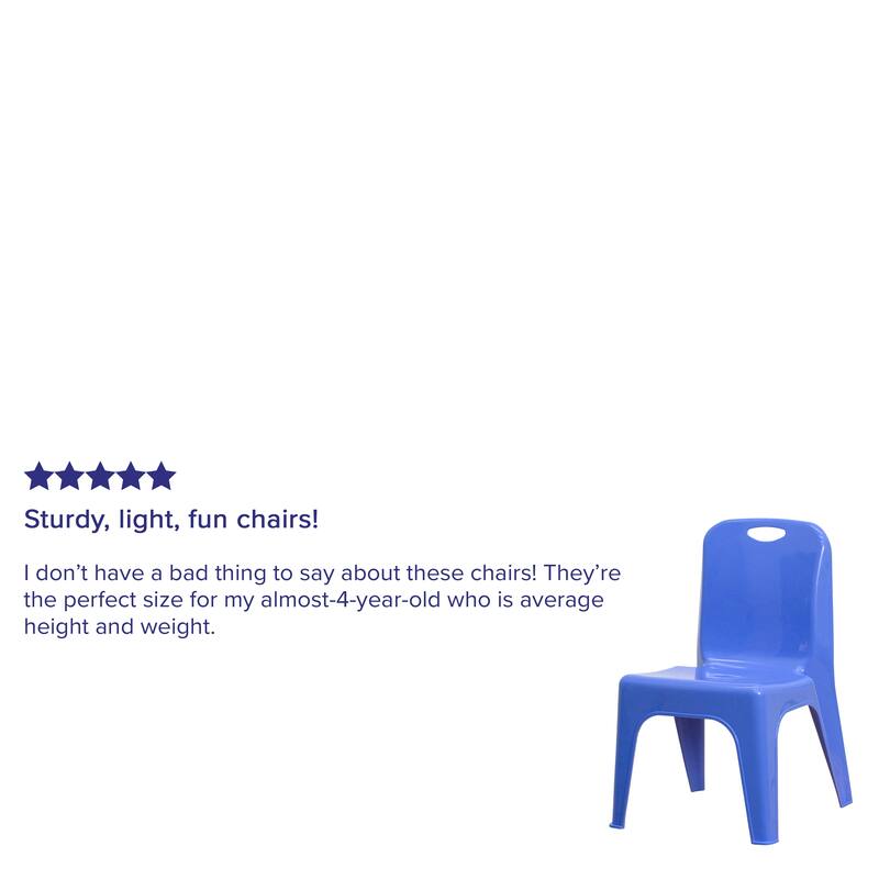 2 Pack Plastic Stackable School Chair with Carrying Handle and 11"H Seat