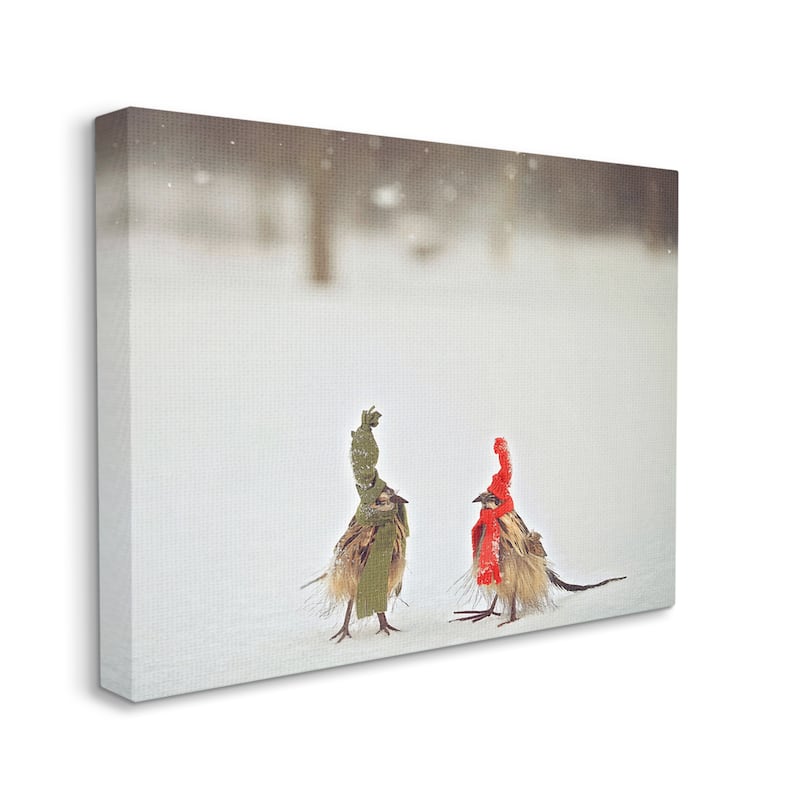 Stupell Industries Birds In Scarves Winter Snow Canvas Wall Art by ...