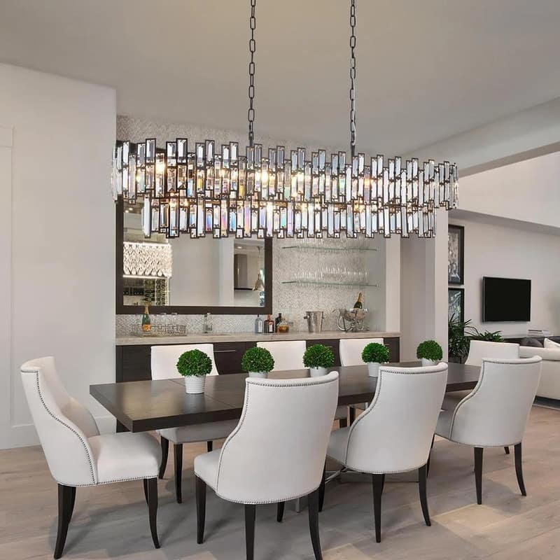 KAYLA 24in Chandelier 10-Light Crystal Chandelier - 55.1in - Black