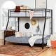 preview thumbnail 1 of 10, Walker Edison Abner Metal Twin over Full Size Bunk Bed - Black Black