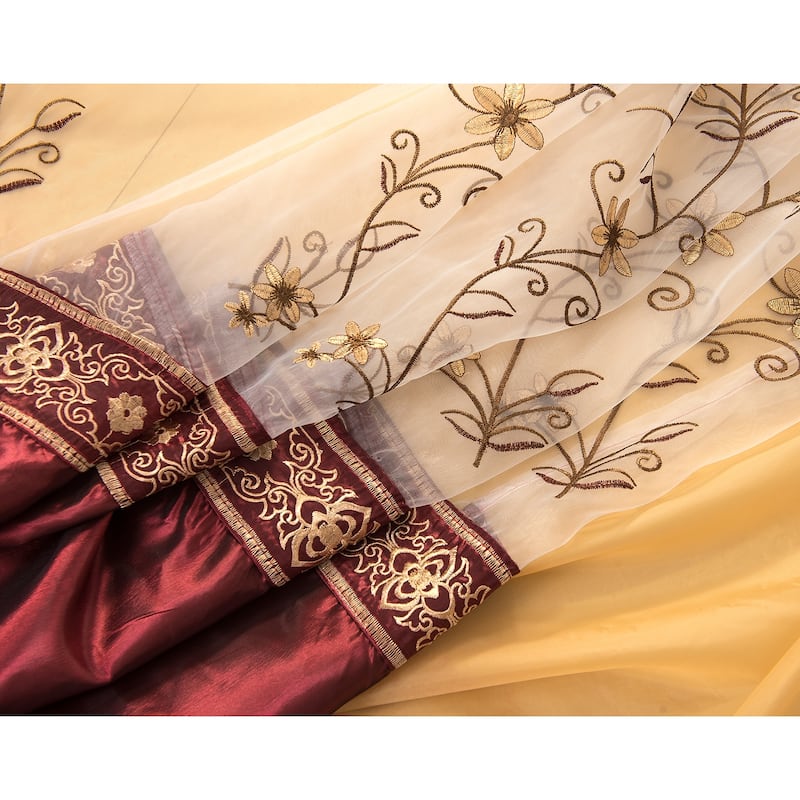 Priscilla Embroidered Window Curtain with Double Valance 90"