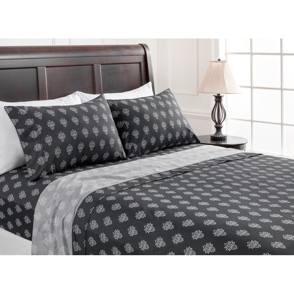 Chanasya Victorian Damask Print Ultra Soft Microfiber Sheet Set