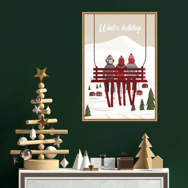 Winter Holiday Red by Omar Escalante Framed Canvas Wall Art