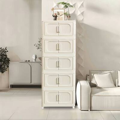 Plastic Storage Rack with Wheels Multi Layer Foldable Organizer Durable PP Material for Home and Office